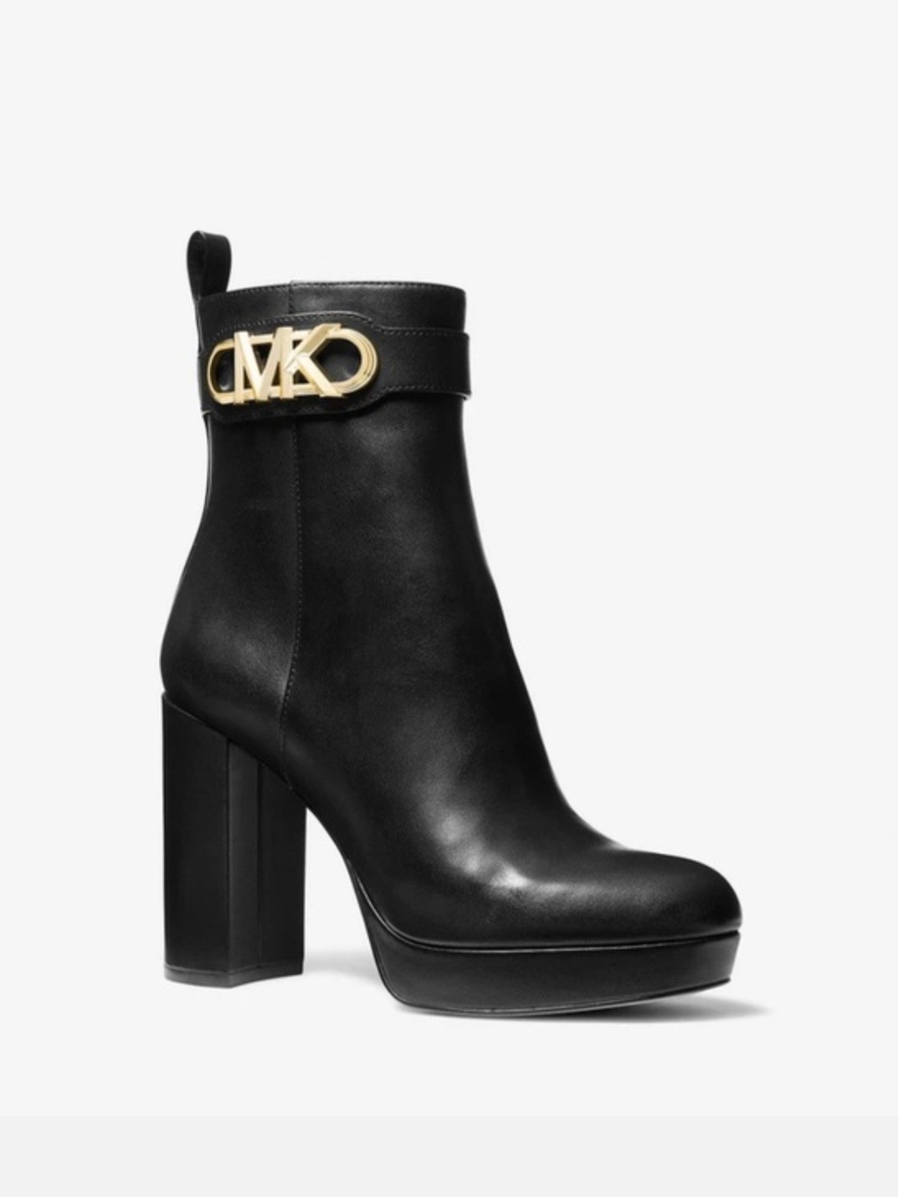 MICHAEL Michael Kors Black Leather Platform Ankle Boot - Picture 4 of 12